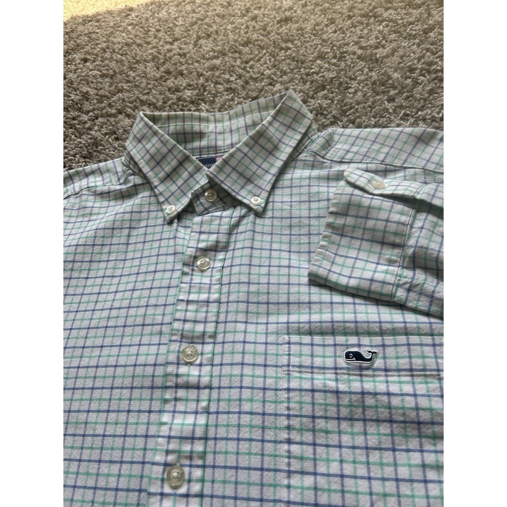 Vineyard Vines Men's XL Slim Fit Tucker Shirt Blue Green Plaid Long Slv Button D